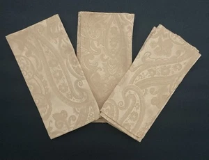 Ralph Lauren Home Thoroughbred Cream Paisley Set of 3 Napkins Jacquard Damask - Picture 1 of 10