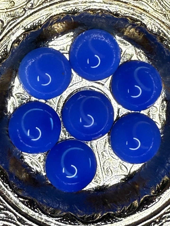 Cabujones vintage de lámina de oro de ópalo azul checo de 18 mm Foto 1 de 4