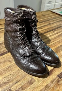 Justin Schnürseile, Stiefel, Herren 11 D Vintage 1990er Western Rodeo, Hergestellt in den USA, # 528 - Bild 1 von 8