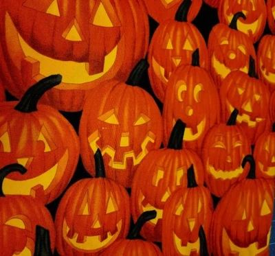 Alexander Henry Halloween Fabric Happy Jacks 2004 Pumpkins 2 pc 69" & 36" by WOF - Image 1 of 4