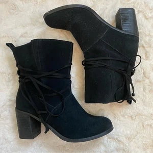 Botas boho holgadas Toms Mila negras de gamuza con cordones talla 8 para mujer - Imagen 1 de 13