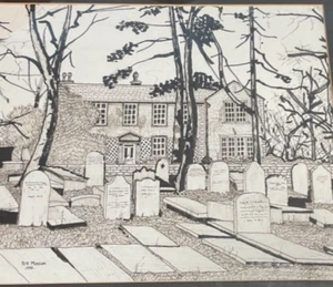 Disegno firmato con cornice arte orig. Pete Measom 1995 di Haworth Parsonage & Graves - Foto 1 di 10