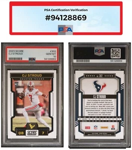 2023 Panini Score CJ STROUD Rookie Card RC #302 PSA 10 GEM MT - Picture 1 of 3