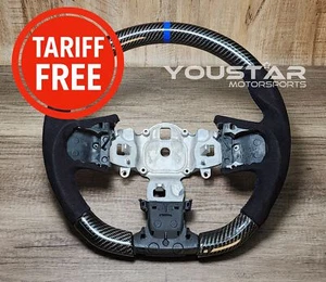 NO TARIFF Real CARBON Alcantara Blue Steering Wheel for FIAT ABARTH 595 695 17+ - Picture 1 of 8