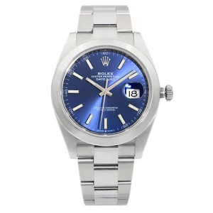 Rolex Datejust 41 Steel Blue Index Dial Smooth Oyster Automatic Watch 126300 - Picture 1 of 7