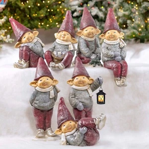 Set of 7 Red Hat Christmas Elves “The Connors” - Picture 1 of 8