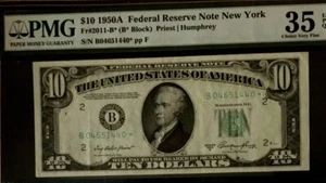 1950A $10 PMG35 EPQ CHOICE VERY FINE, FEDERAL RESERVE * (STAR) ^ NOTE, NEW YORK  - Picture 1 of 6