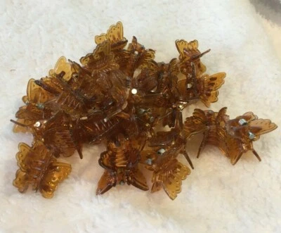 24 Light Brown Mini Plastic Butterfly Hair Clips Hair Accessories - Image 1 of 4
