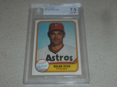 1981 FLEER BECKETT GRADED NM 7.5 BASEBALL CARD NOLAN RYAN HOUSTON ASTROS MLB > - Image 1 of 4