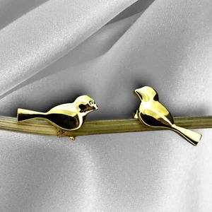 Vogelpaar Mini Ohrstecker - 925 Sterling Vergoldete Filigrane Liebespaar Naturli - Picture 1 of 8