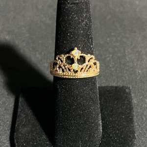 Womens Gold-Plated Countess Crown Stainless Steel Alloy Zircon Crystal Rings - Picture 1 of 6