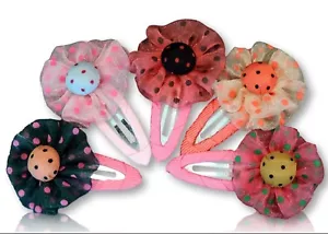 Baby Kleinkind Kinder Druckknopf Clip Tupfen Blume verschiedene Haarspangen 5er Set - Bild 1 von 2