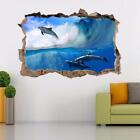 SURFING DOLPHINS Smashed Wall Decal Removable Graphic Wall Sticker Exotic H216