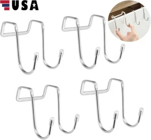 4× Double S Hook Over The Door Organizer Rack Drawer Hanging Coats Hats Towels - Picture 1 of 14