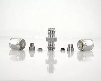 316 STAINLESS TUBE UNION 1/8 IN X 1/8 IN OD COMPRESSION FITTING GYROLOK 2U316 - Image 1 of 2