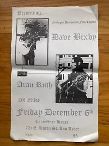 DAVE BIXBY TOUR CONCERT POSTER 11" x 17" loner folk psych ode to quetzalcoatl - Imagen 1 de 2