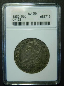 1830 AU 50 Capped Bust 50C Coin US Mint ANACS Soapbox Holder (Lot#12-4) - Picture 1 of 2