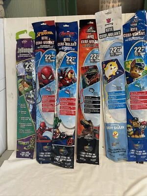 Lot Of 6 Kite 22 inch Spider & Iron Man Avengers ￼Jurassic TMNT Paw Patrol Shark - Image 1 of 4