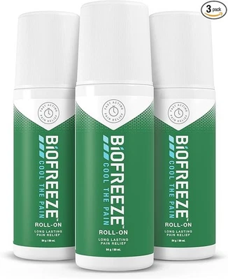 Biofreeze Roll On, 89ml X 3, Arthritis Pain Relief, Neck Pain Relief, Back Pain