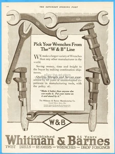 1919 Whitman & Barnes Manufacturing Co Werbung W&B Schraubenschlüssel Bull Dog Akron Ohio - Bild 1 von 1