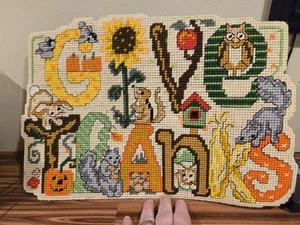 “Give Thanks" pattern ~ Fall,Animals, Harvest  17.5x12” - Picture 1 of 13