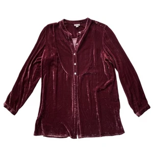J. Jill Silk Blend Velvet Boho Tunic Top Size M Merlot Red - Picture 1 of 6