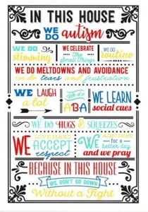 AUTISMO CONSCIENTE EN ESTA CASA HACEMOS AUTISMO BRILLO A4 MINI PÓSTER IMPRESIÓN - Imagen 1 de 1