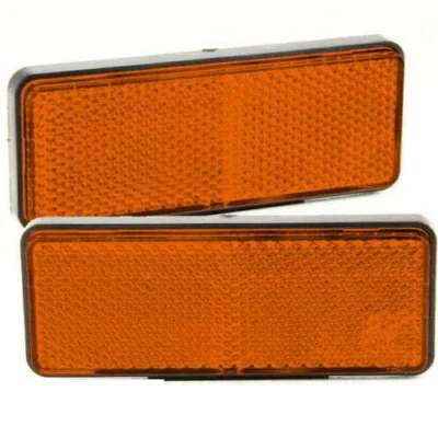 2x Reflektor Rechteck Rückstrahler gelb Katzenauge Anhänger LKW E-Prüfzeichen - Bild 1 von 4