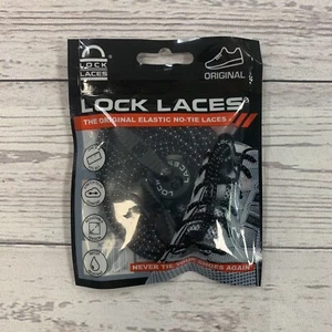 Lock Laces Elastic Adjustable No Tie Shoelaces Pair - Black - Picture 1 of 2
