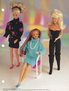 Fashion Doll Crochet Pattern FUNTIME PARTYTIME 3 Outfits Annie's Club - Picture 1 of 4