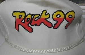 Vintage ROCK 99 Snapback White Canvas Baseball/Trucker Hat - Picture 1 of 8