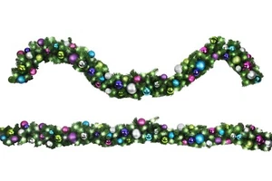 9' Victorian Themed Mixed Blend Garland with Warm White LED Lights - Picture 1 of 2