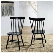 Safavieh Spindle Back Black Kitchen Bar Dining Wood Side Chairs Set of 2 Durable