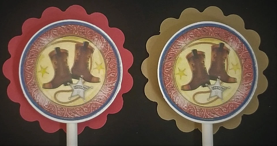 Juego de 24 adornos para cupcakes con tema de vaquero/sheriff Foto 1 de 1