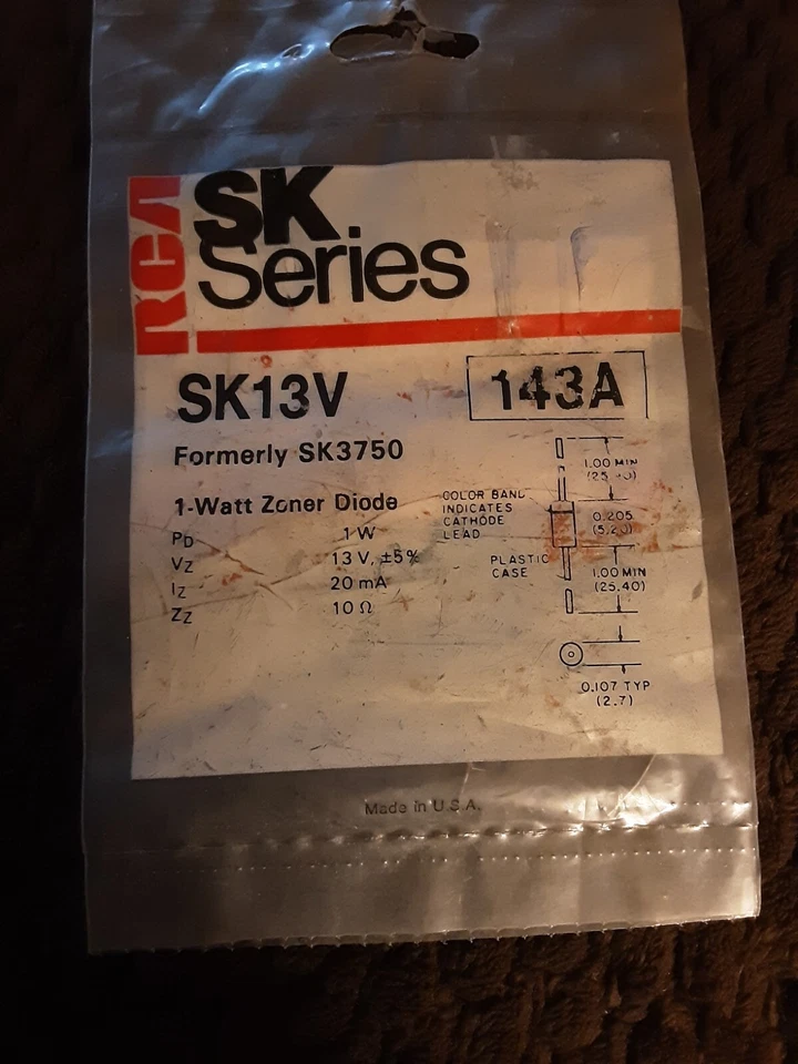 NTE 143A/SK 13V Zener二极管 — 第 1/1 张图片