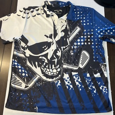 Camisa Polo Colección Hoja de Golf Tatoo Para Hombres 2XL Multicolor Manga Corta Calavera Foto 1 de 4