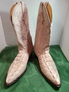 Botas Rayo De Plata Leather Pink Salmon Cowboy Boots Usa Men's Sz 8.5 /27.5 Mex - Picture 1 of 17