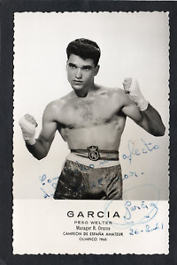 Postcard Sport Boxing boxer Garcia 1960 Olympic Spain signed autograph RP