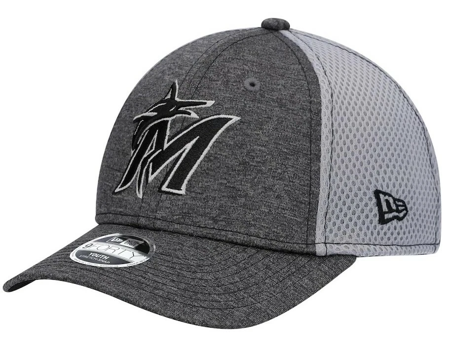 Boné Snapback Ajustável Miami Marlins New Era Youth Neo 9Forty Cinza - Imagem 1 de 4