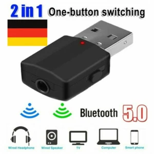 Bluetooth Adapter 5.0 Empfänger Audio Aux Transmitter Wireless USB Receiver DE - Picture 1 of 11