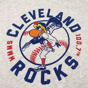 WMMS 100.7 FM Gray 2XL T-shirt Baseball Cleveland Radio Buzzard Rock XXL MLB - Picture 1 of 6