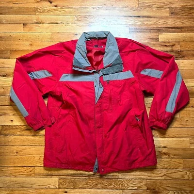 复古 Steve and Barrys 风衣带可拆卸罩全拉链 XL 码-红色 — 第 1/4 张图片