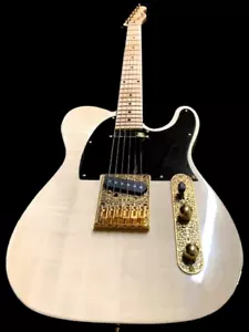 NEW CUSTOM HAND MADE SLAB BODY VINTAGE WHITE TELE STYLE 6 STRING ELECTRIC GUITAR - Picture 1 of 7