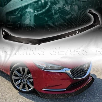 НАСТОЯЩИЙ УГЛЕРОДНОГО ВОЛОКНА ПЕРЕДНИЙ БАМПЕР СПЛИТТЕР SPOLIER НАБОР КРОМКИ ПОДХОДИТ 19-21 MAZDA 6 ATENZA - Изображение 1 из 4