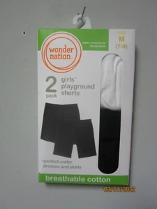 Wonder Nation Youth Girls' 2-Pack White/Black Playground Shorts Size M (7-8) - Picture 1 of 3
