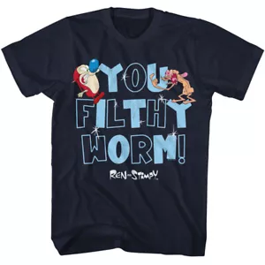 Ren & Stimpy Cartoon Ren YOU FILTHY WORM Men's T Shirt - Picture 1 of 6
