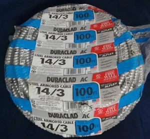 Southwire 100 ft. 14/3 600-Volt Duraclad Type BX/AC SA Steel Armored Cable - Picture 1 of 2
