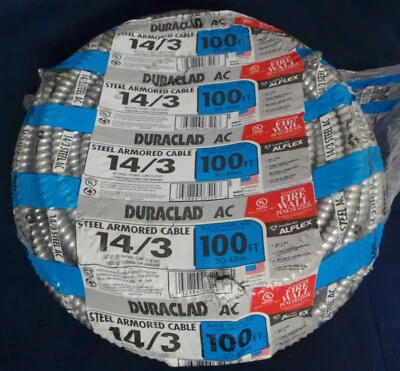 Southwire 100 ft. 14/3 600-Volt Duraclad Type BX/AC SA Steel Armored Cable - Image 1 of 2