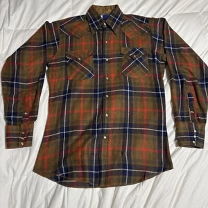 Camisa Delgada Grunge Panhandle Roja Mezcla Lana Franela Perla Occidental A Presión Talla L - Imagen 1 de 8