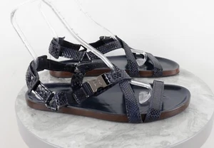 Men's Louis Vuitton LV Logo Blue Leather Python Criss-Cross Sandals UK10.5 - Picture 1 of 16